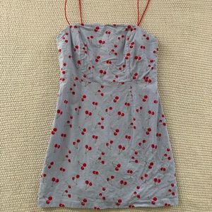 Urban Outfitters Cherry Linen Mini Dress